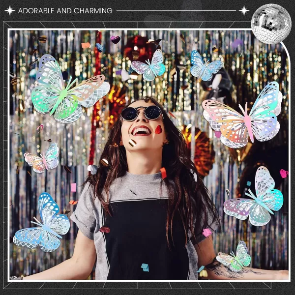 Geosar 20 Pcs 3D Large Butterfly Party Decoration 2 Layer Giant Paper Butterfly Stickers Big Butterfly Wall Decoration Set Large Butterfly for Birthday Baby Shower Nursery Royal BlueLight BlueSilver