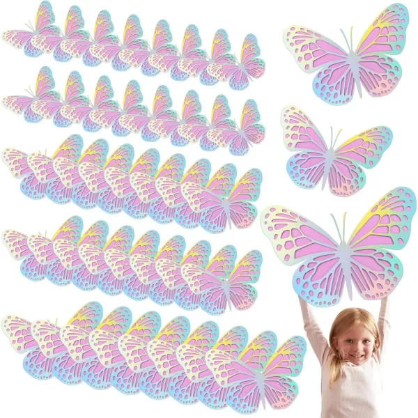 Geosar 20 Pcs 3D Large Butterfly Party Decoration 2 Layer Giant Paper Butterfly Stickers Big Butterfly Wall Decoration Set Large Butterfly for Birthday Baby Shower Nursery Royal BlueLight BluePurple  Dazzling Silver