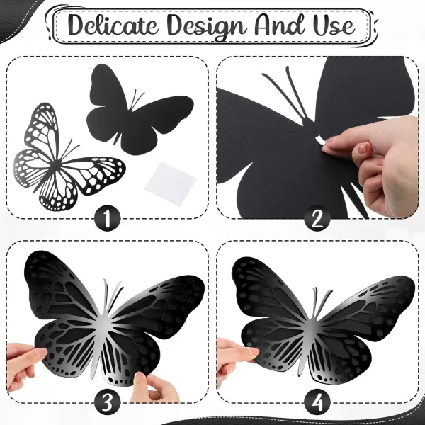 Geosar 20 Pcs 3D Large Butterfly Party Decoration 2 Layer Giant Paper Butterfly Stickers Big Butterfly Wall Decoration Set Large Butterfly for Birthday Baby Shower Nursery Royal BlueLight BlueBlack