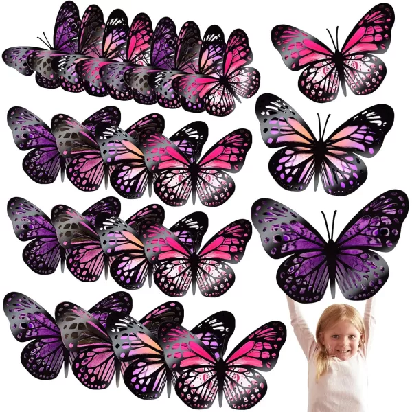 Geosar 20 Pcs 3D Large Butterfly Party Decoration 2 Layer Giant Paper Butterfly Stickers Big Butterfly Wall Decoration Set Large Butterfly for Birthday Baby Shower Nursery Royal BlueLight BluePurple rose Red