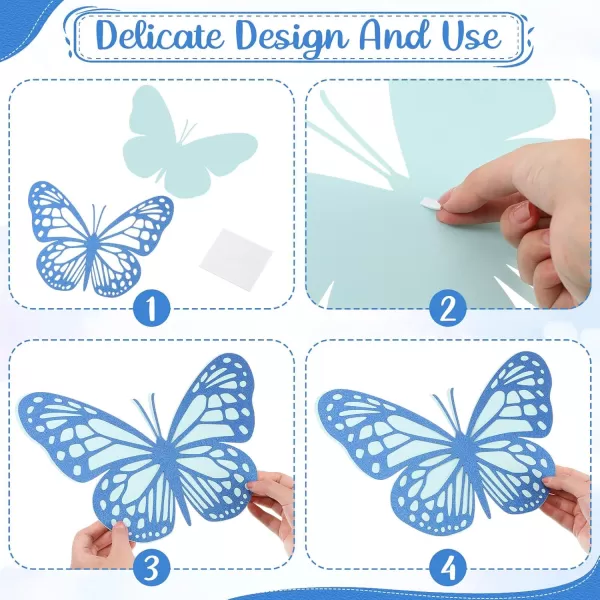 Geosar 20 Pcs 3D Large Butterfly Party Decoration 2 Layer Giant Paper Butterfly Stickers Big Butterfly Wall Decoration Set Large Butterfly for Birthday Baby Shower Nursery Royal BlueLight BlueRoyal Blue  Light Blue