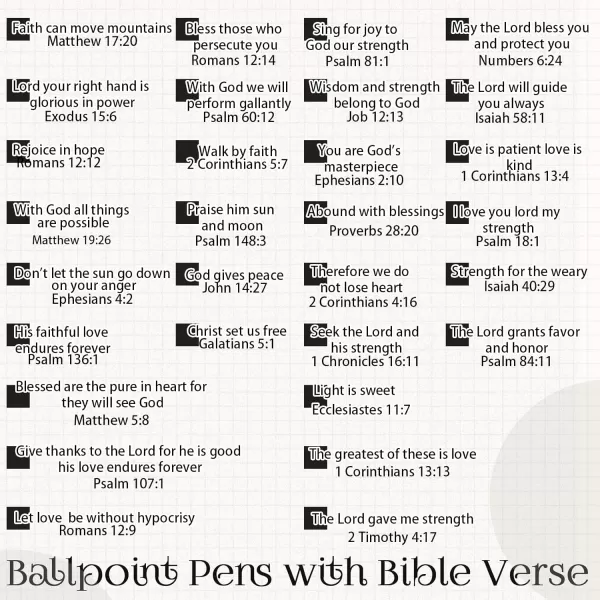 Geosar 30 Pcs Christian Pen Bible Verse Ballpoint Scripture Quote Pen Inspirational Bible Pens Motivational Scripture Metal Pen for Men Women Teacher School Office Supplies Black Ink ColorfulBlack