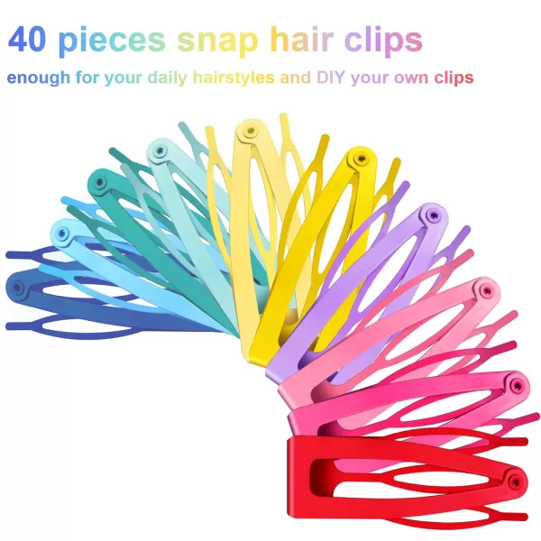 Geosar 40 Pieces Hair Clips Metal Hair Barrettes for Women Snap Clips Double Hair Clip Pins Hair Accessories for Girls and Salon Black Dark Brown Beige CreamCandy Color