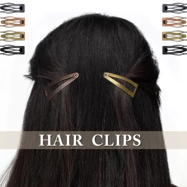 Geosar 40 Pieces Hair Clips Metal Hair Barrettes for Women Snap Clips Double Hair Clip Pins Hair Accessories for Girls and Salon Black Dark Brown Beige CreamBlack  Dark  Red  Green