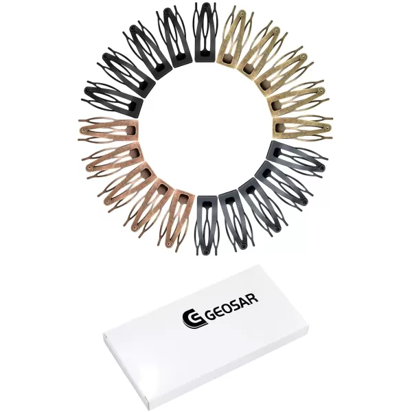 Geosar 40 Pieces Hair Clips Metal Hair Barrettes for Women Snap Clips Double Hair Clip Pins Hair Accessories for Girls and Salon Black Dark Brown Beige CreamBlack  Dark  Red  Green