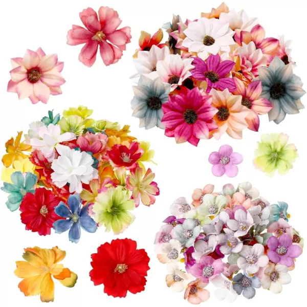 100 Pcs Faux Flower Heads Artificial Mini Silk Flowers Fake Daisy Peony Fabric Flower Heads MultiColor Faux Flower DIY Craft Accessory for Wedding Party Home Garden 45 Cm 2 cm Cute Style