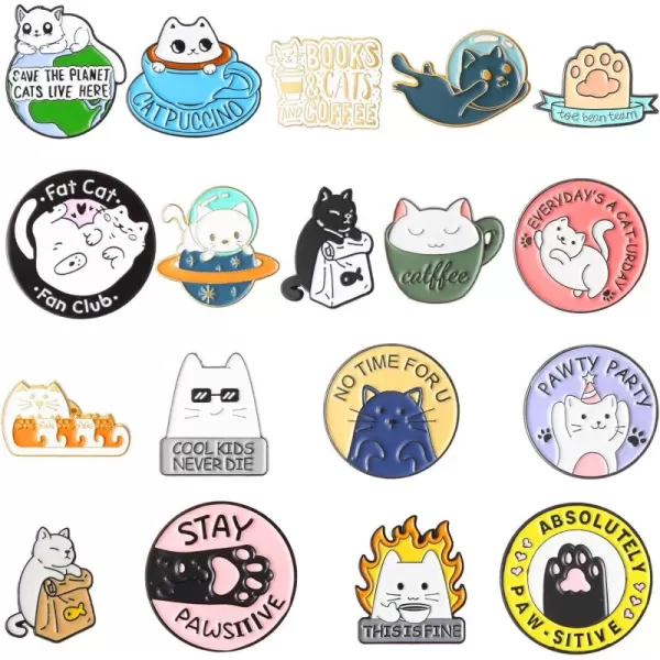 20 Pieces Cat Pins for Backpacks Brooch Pins Bulk Cute Cats Novelty Cartoon Animal Brooch Pins Lovely Mini Lapel Pins for Backpacks Set Badges Clothing Bags Jackets