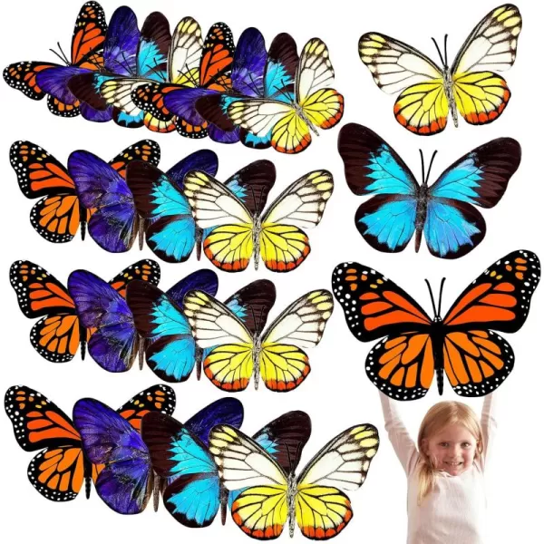 Geosar 20 Pcs 3D Large Butterfly Party Decoration 2 Layer Giant Paper Butterfly Stickers Big Butterfly Wall Decoration Set Large Butterfly for Birthday Baby Shower Nursery Royal BlueLight BlueDark Color