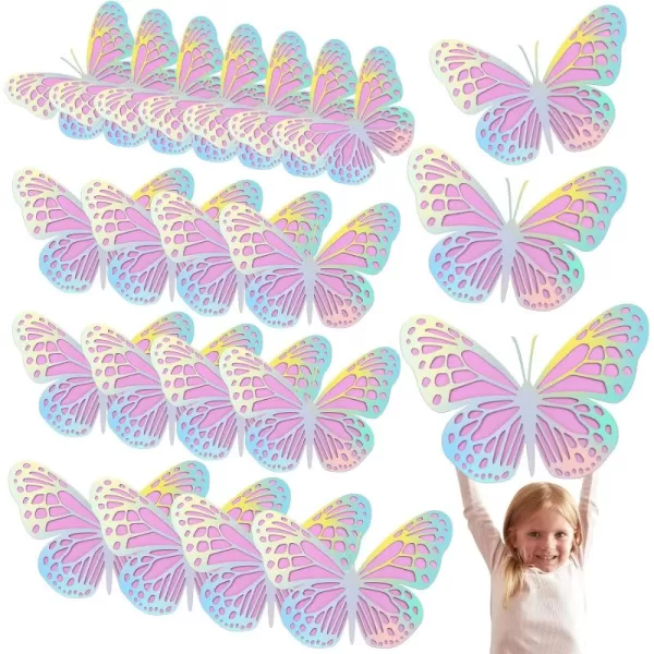 Geosar 20 Pcs 3D Large Butterfly Party Decoration 2 Layer Giant Paper Butterfly Stickers Big Butterfly Wall Decoration Set Large Butterfly for Birthday Baby Shower Nursery Royal BlueLight BluePurple  Dazzling Silver