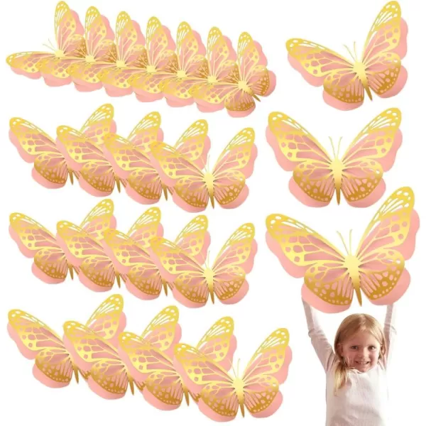 Geosar 20 Pcs 3D Large Butterfly Party Decoration 2 Layer Giant Paper Butterfly Stickers Big Butterfly Wall Decoration Set Large Butterfly for Birthday Baby Shower Nursery Royal BlueLight BlueGold  Pink