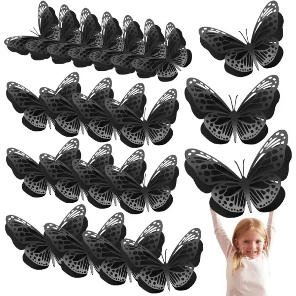 Geosar 20 Pcs 3D Large Butterfly Party Decoration 2 Layer Giant Paper Butterfly Stickers Big Butterfly Wall Decoration Set Large Butterfly for Birthday Baby Shower Nursery Royal BlueLight BlueBlack