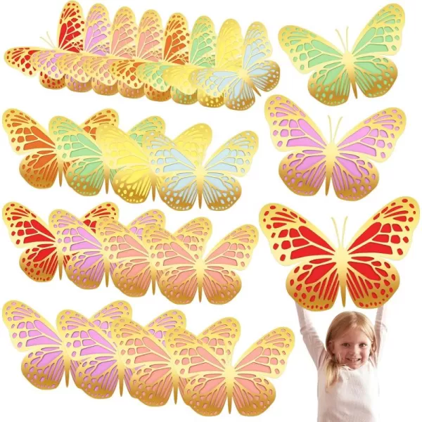 Geosar 20 Pcs 3D Large Butterfly Party Decoration 2 Layer Giant Paper Butterfly Stickers Big Butterfly Wall Decoration Set Large Butterfly for Birthday Baby Shower Nursery Royal BlueLight BlueMulticolor