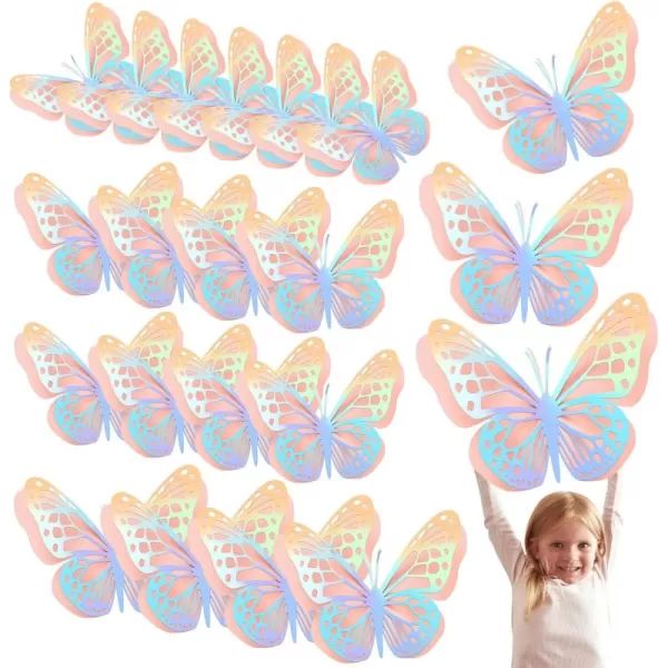 Geosar 20 Pcs 3D Large Butterfly Party Decoration 2 Layer Giant Paper Butterfly Stickers Big Butterfly Wall Decoration Set Large Butterfly for Birthday Baby Shower Nursery Royal BlueLight BluePink  Silver