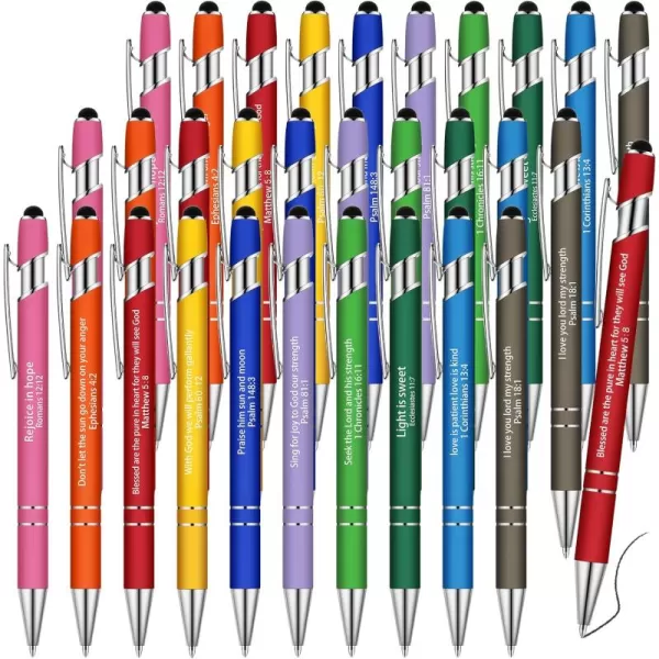 Geosar 30 Pcs Christian Pen Bible Verse Ballpoint Scripture Quote Pen Inspirational Bible Pens Motivational Scripture Metal Pen for Men Women Teacher School Office Supplies Black Ink ColorfulColorful