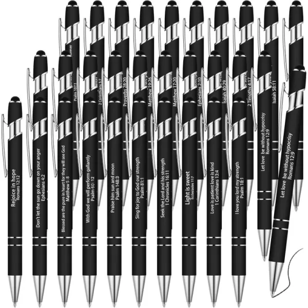 Geosar 30 Pcs Christian Pen Bible Verse Ballpoint Scripture Quote Pen Inspirational Bible Pens Motivational Scripture Metal Pen for Men Women Teacher School Office Supplies Black Ink ColorfulBlack