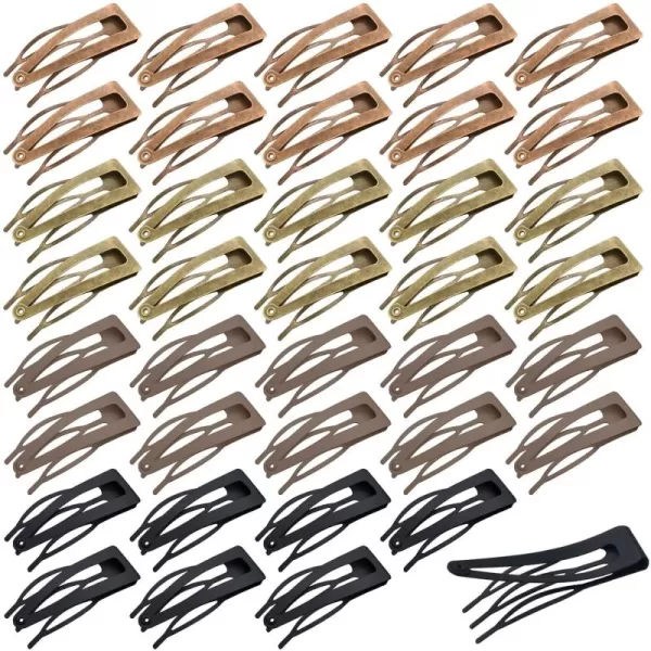 Geosar 40 Pieces Hair Clips Metal Hair Barrettes for Women Snap Clips Double Hair Clip Pins Hair Accessories for Girls and Salon Black Dark Brown Beige CreamBlack  Dark Brown  Red  Green