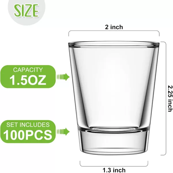 100 Pieces Clear Short Shot Glasses Bulk 15 oz Mini Round Shot Glasses Heavy Base Small Glass Cups for Wedding Party Espresso Water Juice Milk Coffee Drinking Novelty StyleClassic Style