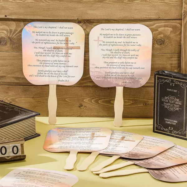 50 Pcs Christian Church Fans Religious Handheld Fan Inspirational Hand Held Parlor Fans Thick Paper Fans with Wooden Handle Hand Fans for Church Services Women Men Motivational Gift Bible