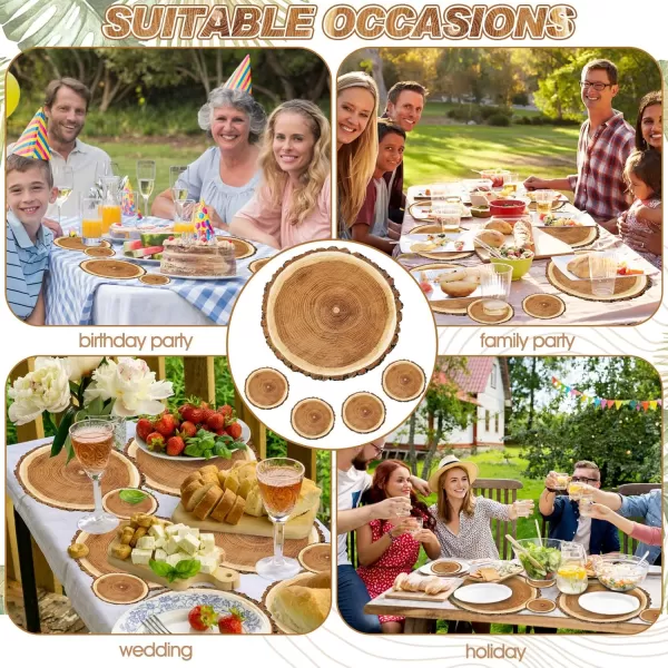 Geosar 200 Disposable Paper Placemats and Coasters Set Summer Hawaiian Luau Placemat with Coasters Outdoor Indoor for Greenery Jungle Dining Table Decoration Shower BirthdayGold RoundWood Grain