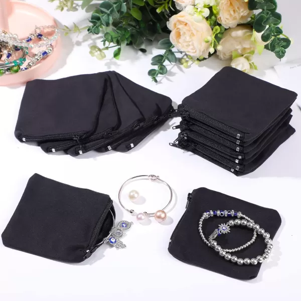 Geosar 24 Pcs Silver Storage Bags Anti Tarnish Jewelry Storage Bags Zippered Silver Keeper for Silverware Silver Jewelry Black4 x 4 InchBlack