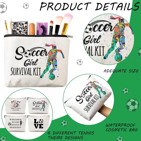 Geosar 4 Pieces Soccer Gifts Makeup Bag Inspirational Christmas Gift for Soccer Player Soccer Bags for Women Soccer Lover Zipper Cosmetic Bags Travel Cosmetic Pouch for Birthday GraduationSoccer