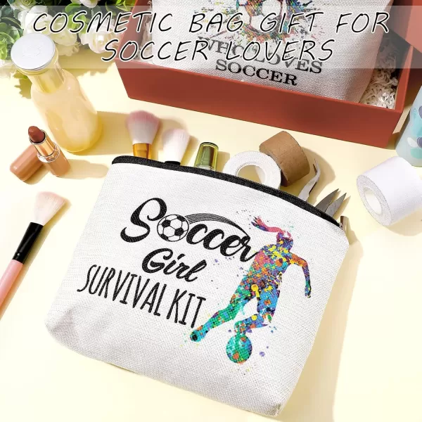 Geosar 4 Pieces Soccer Gifts Makeup Bag Inspirational Christmas Gift for Soccer Player Soccer Bags for Women Soccer Lover Zipper Cosmetic Bags Travel Cosmetic Pouch for Birthday GraduationSoccer