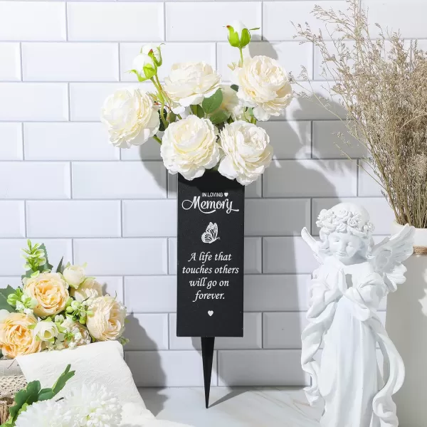 Geosar Cemetery Vases with Spikes Grave Vases for Cemetery Metal Funeral Flower Holder in Loving Memory Sign Memorial Gifts for Loss of Loved One Grave Marker DecorationIll Miss YouA Life That Touches Others