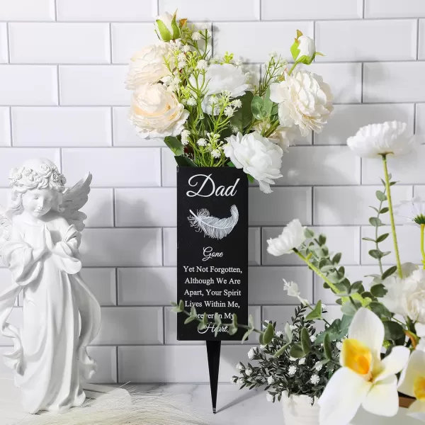 Geosar Mom Cemetery Vases for Grave Metal Cemetery Grave Flower Vase Funeral Cemetery Vase Memorial Flower Holder with Spike Floral Cemetery Decorations for Grave Lawn Yard Outdoor Funeral FavorsDad