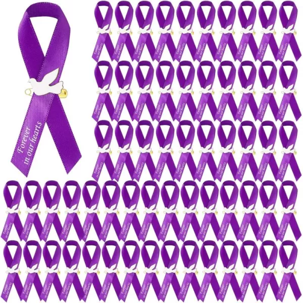 50 Pcs Dove Funeral Ribbons Memorial Ribbon Funeral Pins Classic Memorial Service Respect Ribbon Bow with Safety Pins and Dove for Mourning Remembrance Day Funeral Event WhitePurple