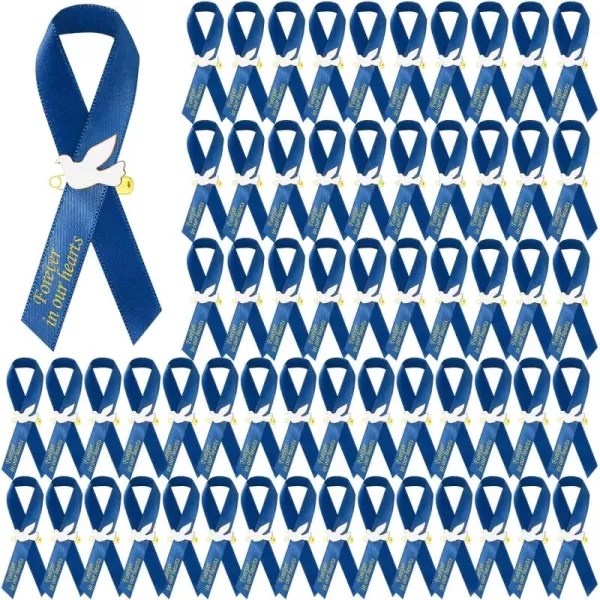 50 Pcs Dove Funeral Ribbons Memorial Ribbon Funeral Pins Classic Memorial Service Respect Ribbon Bow with Safety Pins and Dove for Mourning Remembrance Day Funeral Event WhiteBlue