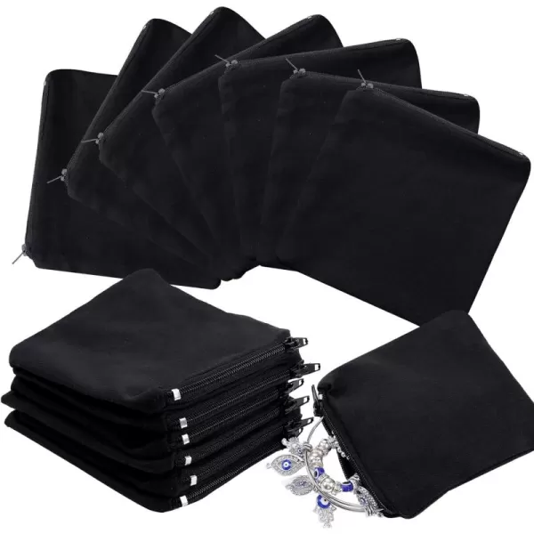 Geosar 24 Pcs Silver Storage Bags Anti Tarnish Jewelry Storage Bags Zippered Silver Keeper for Silverware Silver Jewelry Black4 x 4 InchBlack