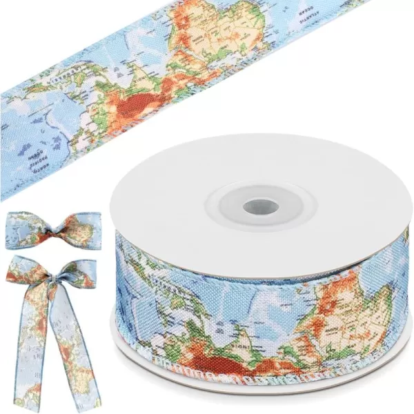 Geosar Adventure Begin Baby Shower Ribbon Travel Theme Baby Shower Ribbon Adventure Vintage World Map Print Ribbon for Gifts Wrapping DIY Crafts Birthday Party Decor 15 Inch Wide