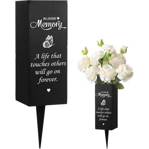 Geosar Cemetery Vases with Spikes Grave Vases for Cemetery Metal Funeral Flower Holder in Loving Memory Sign Memorial Gifts for Loss of Loved One Grave Marker DecorationIll Miss YouA Life That Touches Others