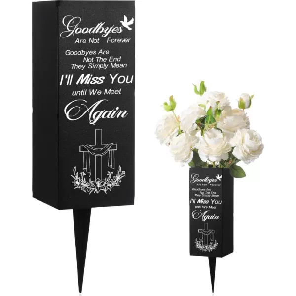 Geosar Cemetery Vases with Spikes Grave Vases for Cemetery Metal Funeral Flower Holder in Loving Memory Sign Memorial Gifts for Loss of Loved One Grave Marker DecorationIll Miss YouIll Miss You