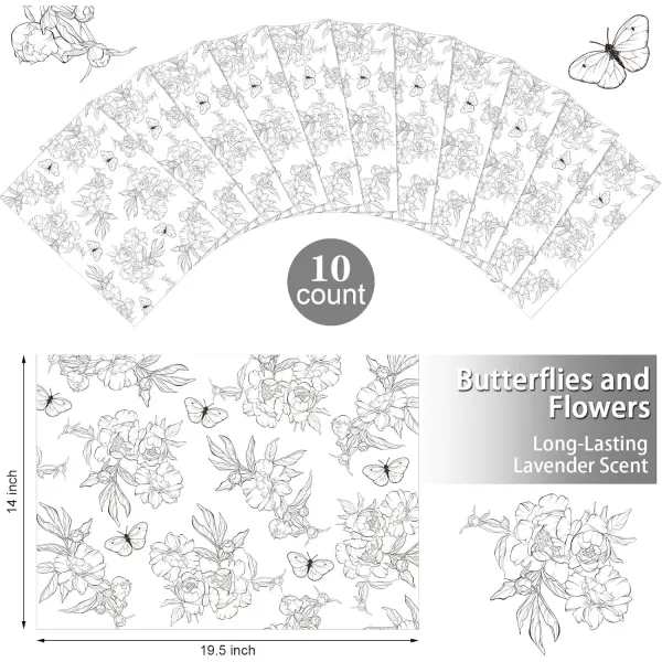 10 Sheets Drawer Liners for Dresser Scented Drawer Liners Drawer Paper Liner Non Adhesive Scented Liners for Drawers Fragrant Drawer Liners for Home Shelf Closet Linen ScentedButterfly