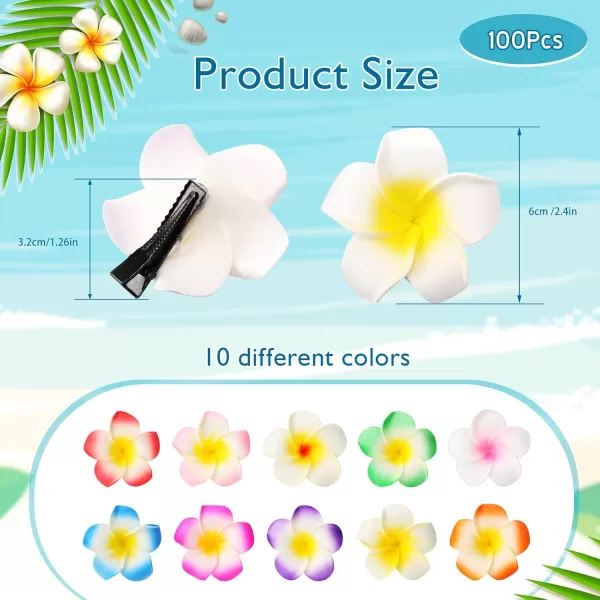 100 PCS Plumeria Hair Clip Hawaiian Foam Flower Hair Clips for Women Girls Luau Beach Hawaii Tropical Bridal Wedding Party Decorations Hair Accessories Vacation Supplies 24 Inch100 Count Pack of 1