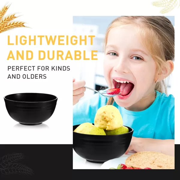 18 Pcs Unbreakable Cereal Bowls 24 Oz Microwave and Dishwasher Safe Wheat Straw Fiber Lightweight Bowl Soup Bowl Microwavable Kitchen Bowl for Serving Salad Pasta OatmealBlackBlack