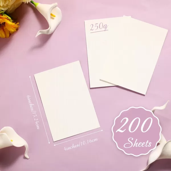 Geosar 200 Sheets Linen Cardstock 4 x 6 Inches Invitation Cardstock Heavyweight Printer Paper Cardstock 92lb 250GSM Card Stock for Printer Index Cards Cover Postcards Blank Note CreamCream