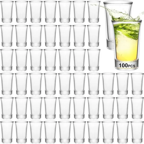 100 Pieces Clear Short Shot Glasses Bulk 15 oz Mini Round Shot Glasses Heavy Base Small Glass Cups for Wedding Party Espresso Water Juice Milk Coffee Drinking Novelty StyleNovelty Style