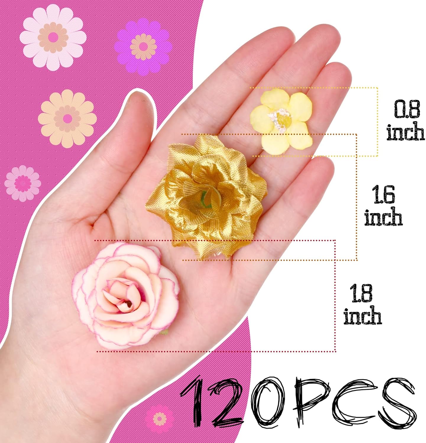 120 Pieces Fake Mini Flowers for Crafts Silk Faux Flower Heads for ...