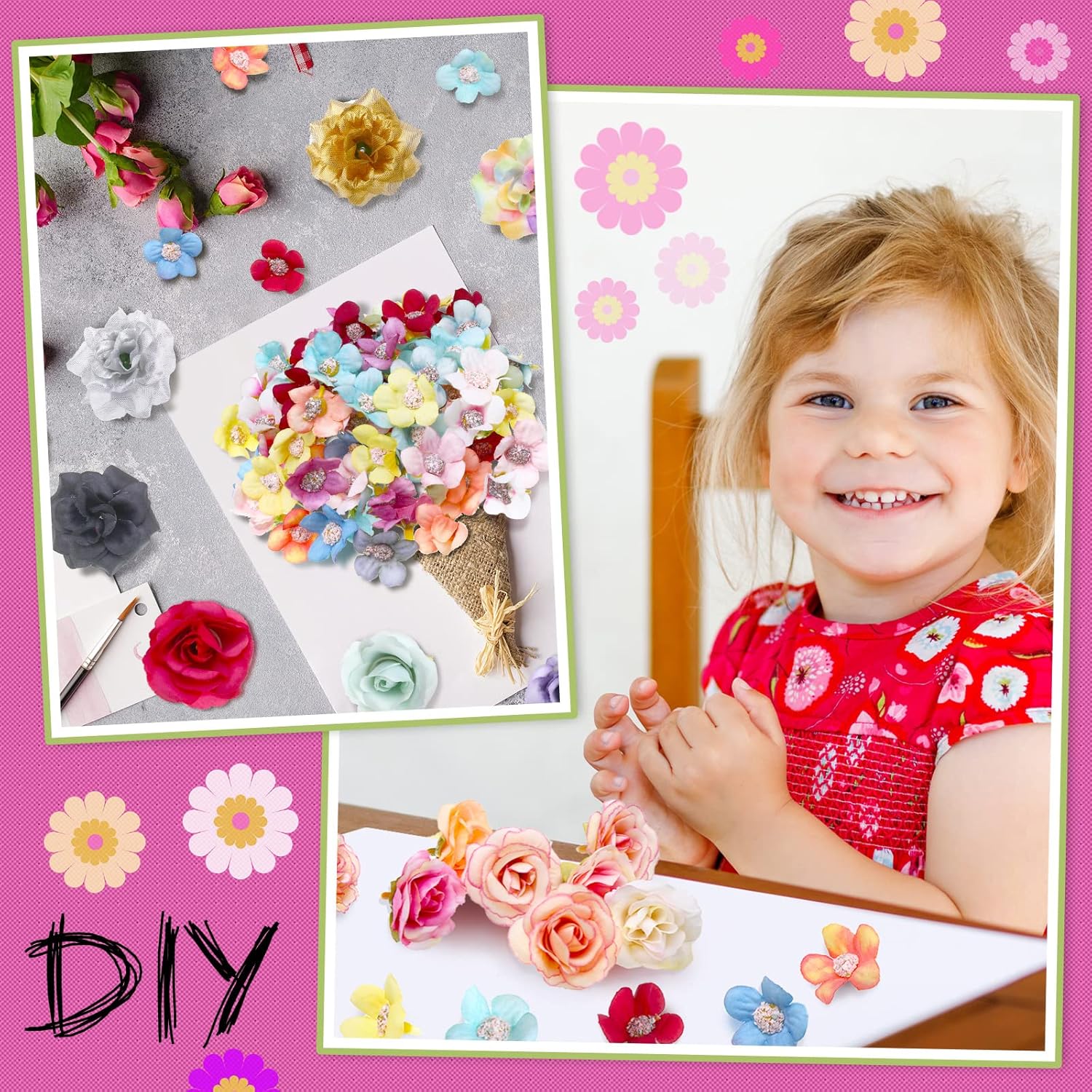 120 Pieces Fake Mini Flowers for Crafts Silk Faux Flower Heads for ...