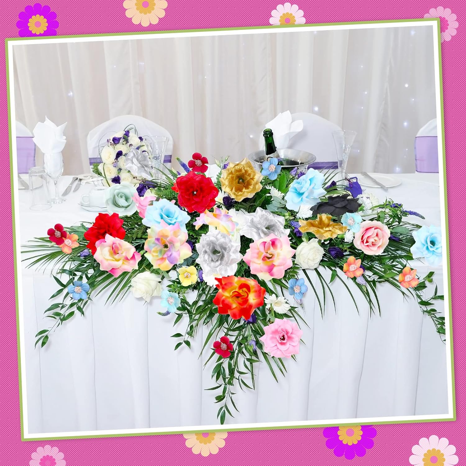 120 Pieces Fake Mini Flowers for Crafts Silk Faux Flower Heads for ...