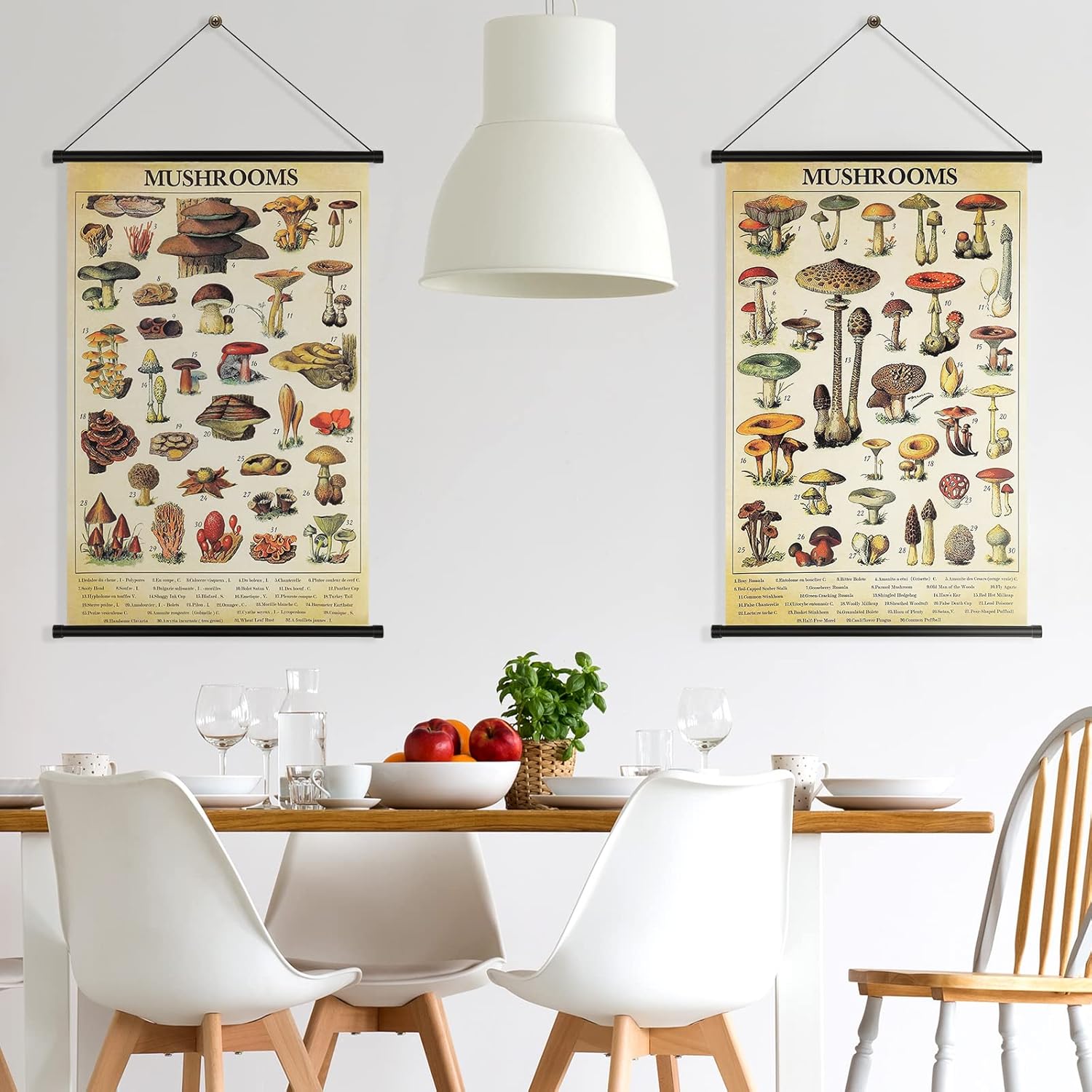Geosar 2 Pcs Vintage Poster Fungus Art Prints Rustic Wall Hanging Illustrative Reference Chart Poster for Living Room Office Bedroom Decor Frame 1535 x 2362 InchesMushroom
