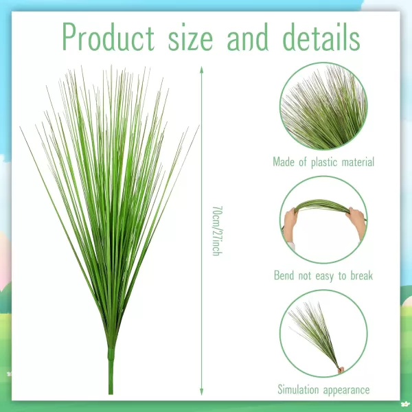 10 Pack Artificial Plants 27 Inch Tall Onion Grass Greenery Fake Grass Faux Greenery Stems Green Artificial Shrubs for Outdoors Plastic Small Bushes for Office Room Gardening Indoor Green