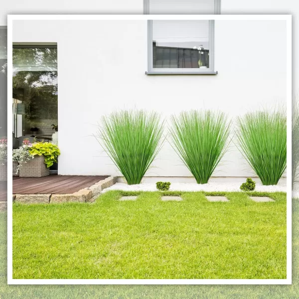 10 Pack Artificial Plants 27 Inch Tall Onion Grass Greenery Fake Grass Faux Greenery Stems Green Artificial Shrubs for Outdoors Plastic Small Bushes for Office Room Gardening Indoor Green