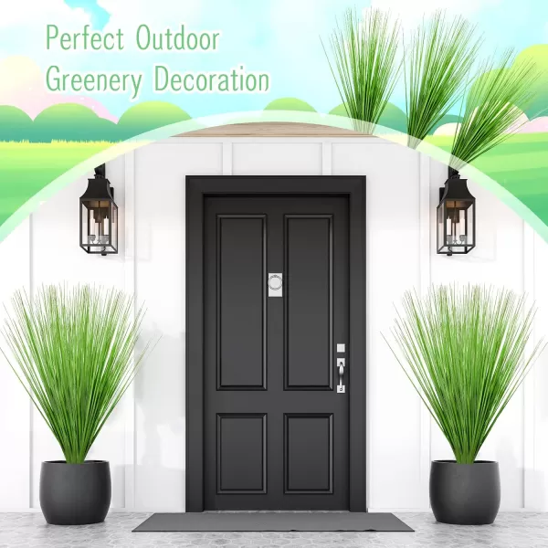 10 Pack Artificial Plants 27 Inch Tall Onion Grass Greenery Fake Grass Faux Greenery Stems Green Artificial Shrubs for Outdoors Plastic Small Bushes for Office Room Gardening Indoor Green