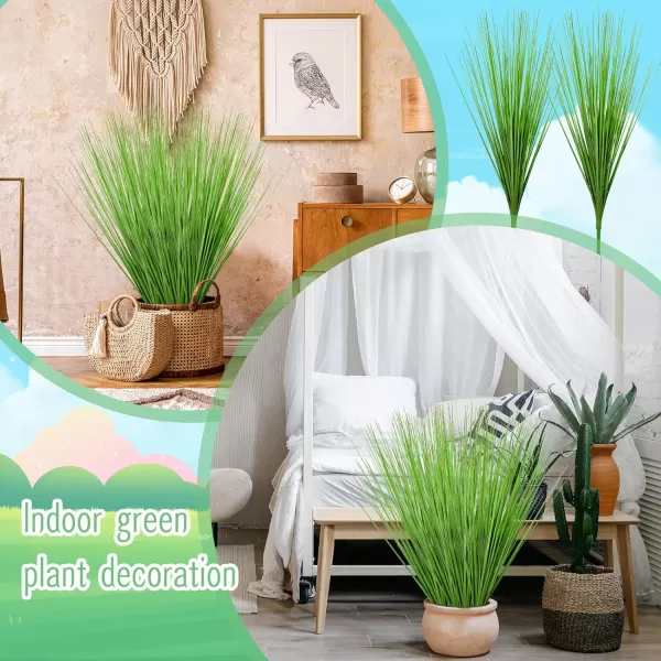 10 Pack Artificial Plants 27 Inch Tall Onion Grass Greenery Fake Grass Faux Greenery Stems Green Artificial Shrubs for Outdoors Plastic Small Bushes for Office Room Gardening Indoor Green