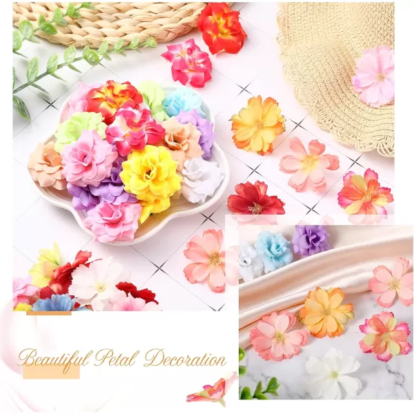 100 Pcs Faux Flower Heads Artificial Mini Silk Flowers Fake Daisy Peony Fabric Flower Heads MultiColor Faux Flower DIY Craft Accessory for Wedding Party Home Garden 45 Cm 2 cm Vivid Style