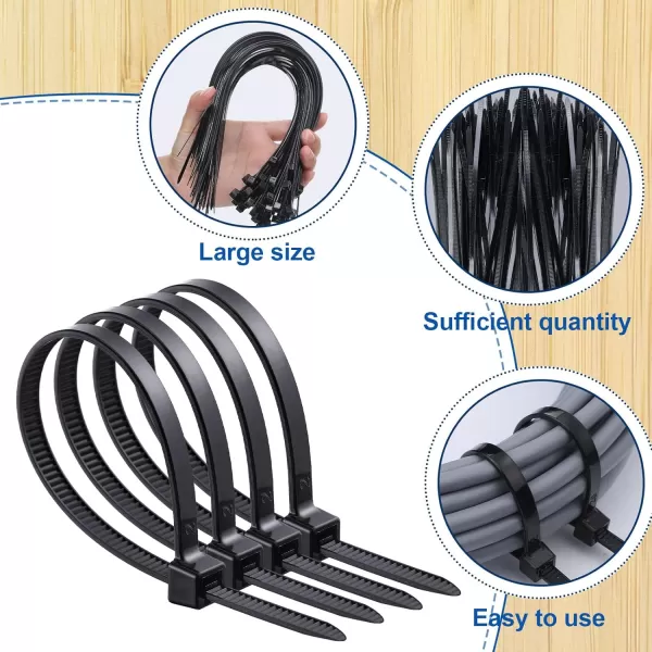 1000 Pcs 14quot Zip Ties Heavy Duty Plastic Zip Wire Ties 49 lb Tensile Strength UV Resistant Cable Ties Self Locking Tie Wraps for Indoor and Outdoor WhiteBlack white