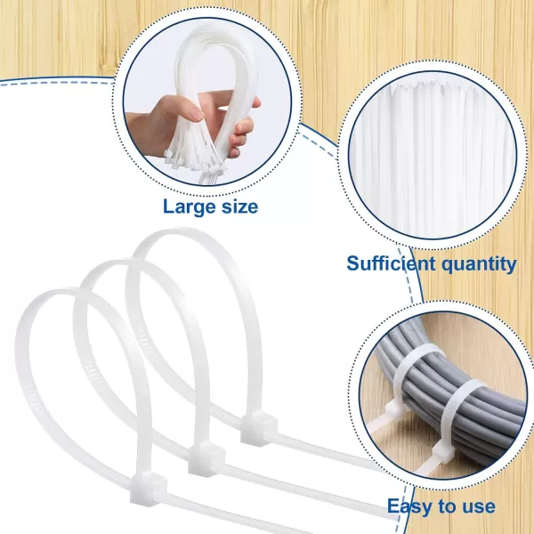 1000 Pcs 14quot Zip Ties Heavy Duty Plastic Zip Wire Ties 49 lb Tensile Strength UV Resistant Cable Ties Self Locking Tie Wraps for Indoor and Outdoor WhiteWhite